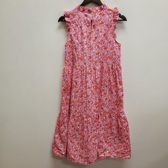 J Crew Womens Floral Tiered Midi Dress Size 4 Pink Sleeveless A Line Pockets - Picture 2 of 13